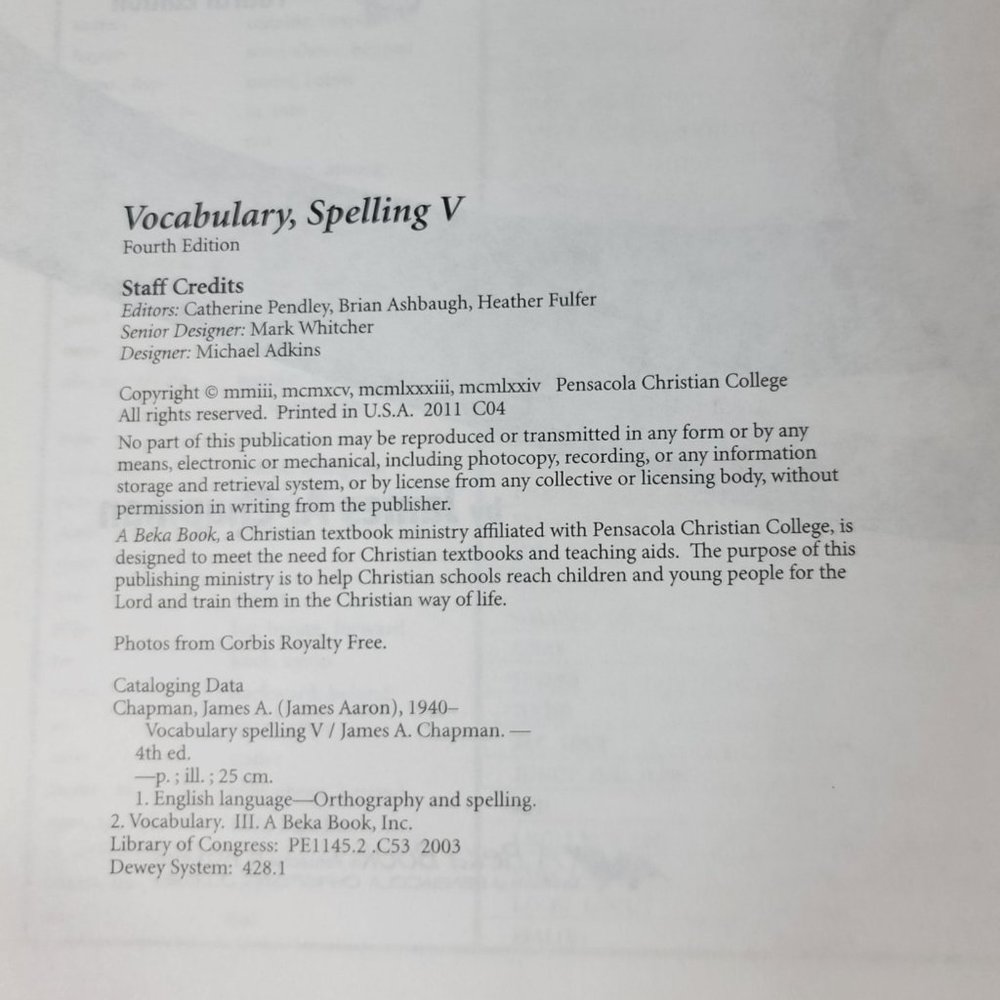 2/$15 ABeka Teacher Vocabulary Spelling V Language Series Homeschool Grade 11 - Picture 4 of 8